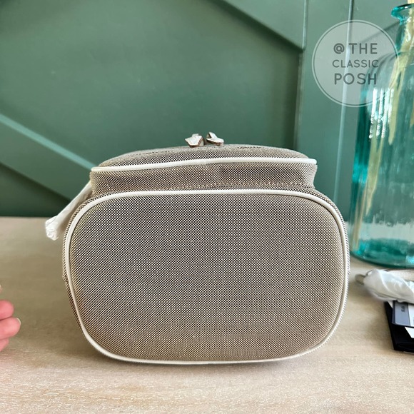 NEW Prada Jacquard Logo Bucket White Trim Canvas Tote  Crossbody Bag - Picture 7 of 11